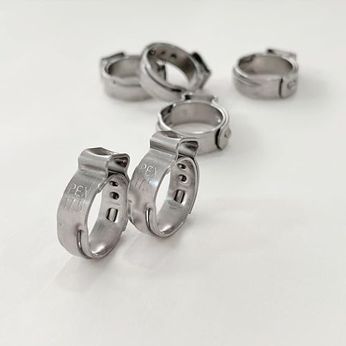 Miniatura 3 de Abrazaderas de cincha PEX de 1/2 pulgada, anillos de crimpado de acero inoxidable 304 abrazaderas para conexiones de tubería PEX (60)