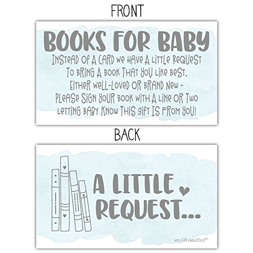 50 Blue Watercolor Books For Baby Shower Request Cards - Invitation Inserts - Boy Baby Shower #TOP1