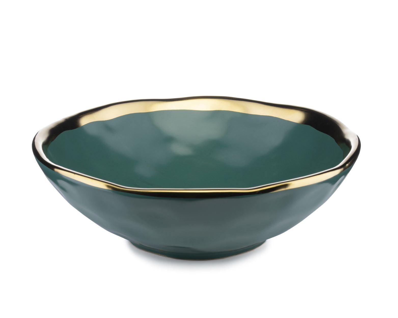 Keramik Geschirr Set 8 Personen | Grüne Teller 27 cm Ø und Schüssel 20 cm Ø | Modern Geschirr & Serviergeschirr | 4x Essteller und 4x Tiefe Suppenteller