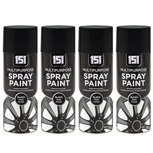 SDMAX Black Matt Spray Paint For Wood, Plastic And Metal, Non-Cracking, Fast Drying, Durable Construction, Portable And Lightweight, Matte Finish, Multipurpose Use, 400ml (4PCS)