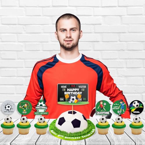 Image of Festiko Set of 7 Pcs Football Theme Happy Birthday Combo (Cake & Cupcake Toppers), Cake Decoration Supplies, Football Theme Decorations, Birthday Decoration Items