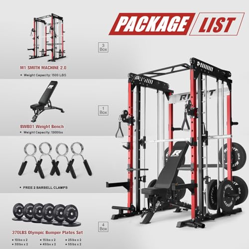 RitFit M1 & M1 Pro Smith Machine with Cable Crossover System, Multi-Function Squat Rack Power Cage for Home Gym, Power Rack and Packages - Image 4