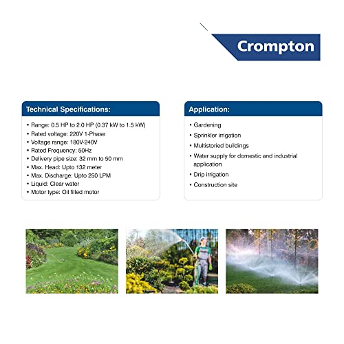 Image of Crompton 4VO1 /7-BUE(U4S) Water Pump, 1 horsepower, 1 year warranty.