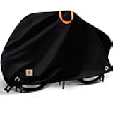 Bike Covers Outdoor Storage Waterproof 2 Bikes, Bicycle Covers for 2 Bikes,Heavy Duty Tearproof Anti-UV 600D Polyester Cloth,Weatherproof eBike Cover, Windproof Buckles,Lock Hole -82