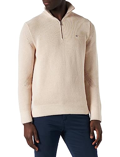 Tommy Hilfiger Herren Pullover Strickpullover, Elfenbein (Feather White), M