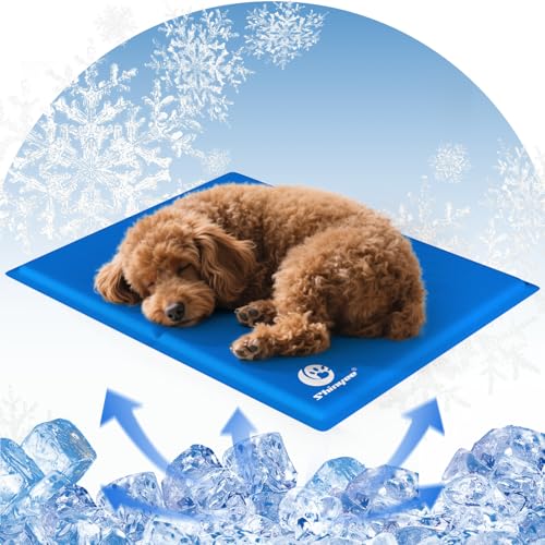 Shinyee® ペット ひんやりマット 犬 ベッド 夏 (XS-XXL)【ペット看護師監修】 クールマット 犬 猫 ペット 冷却マット 多用途 冷感ジェルマット 犬 ひんやりシート 暑さ対策 犬 熱中症対策 - ブルー、S：50x40CM