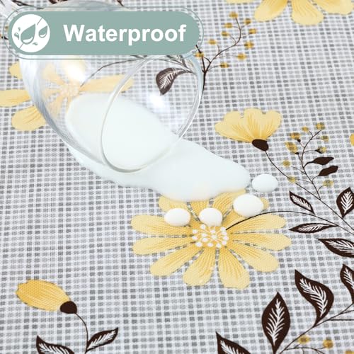 misaya Rectangle Waterproof Vinyl Table Cloth, Wipeable Tablecloth with Flannel Backing, Plastic Table Cover for Dinner, Picnic, Indoor and Outdoor (Yellow Flowers, 60" x 120") by misaya - Used condition - Image 2
