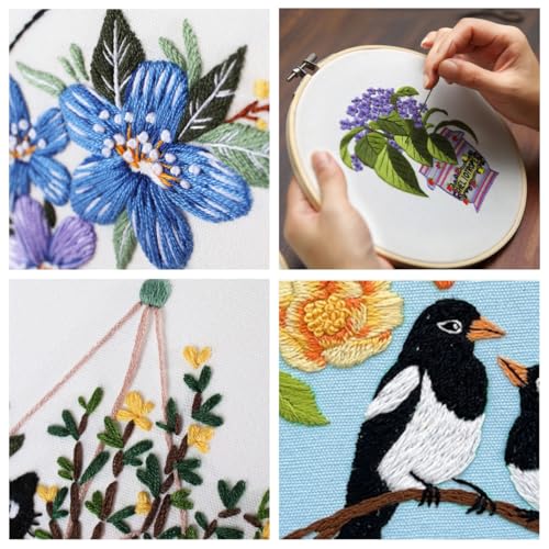 N.LANSHAN Stickerei Set Anfänger Stick-Starter-Set „Hund Auf Dem Sofa“,Sonnenblumen-Nadel-Set Für Erwachsene,Starterset Mit Ausführlicher Anleitung,Fäden,Rahmen,Nadeln,Schere,Stoff 30x30cm