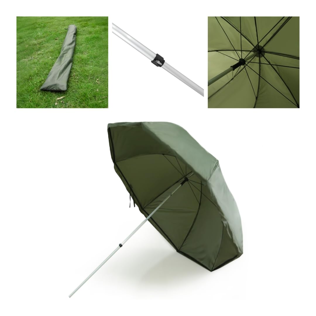 MK-Angelsport Parapluie XXL pour pêcheurs - Protection contre les mouches et les moustiques - Parapluie de pêcheur de 2,5 m - Tente fermée avec paroi latérale - Tente pour pêche à la carpe - Parapluie