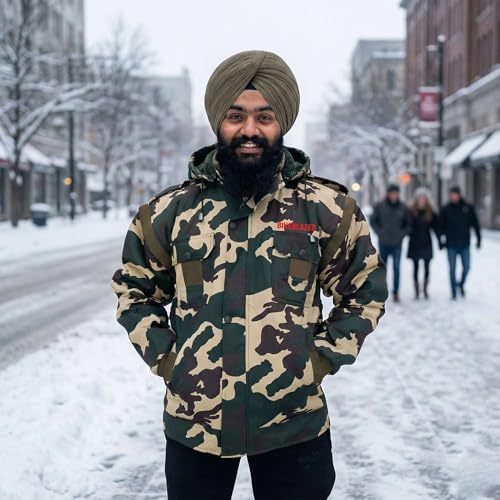 Image of BIKEBLAZER RAINPRO Camouflage Winter Jacket for Men with Hood | Heavy Padded Warm Jacket | Windproof, Cold Weather Outdoor Army Style Jacket