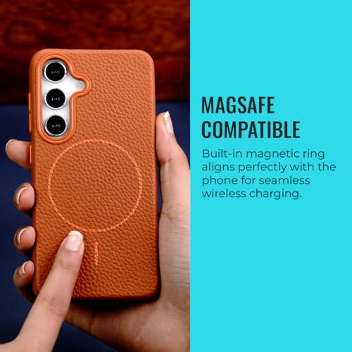 Image of MILLION CASES Back Cover Case for Samsung Galaxy S23 Shockproof Protective Mag-Safe Leather Texture TPU Case for Men & Boys(Brown)