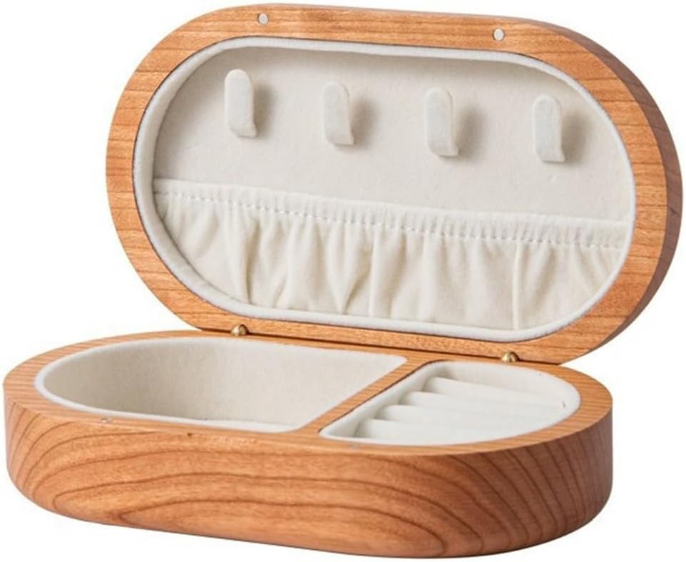 Solid Wood Hand Jewelry Storage Box Quality Jewelry Storage Box with Lock Necklace Jewelry Box(white-Patch five-pointed star4)