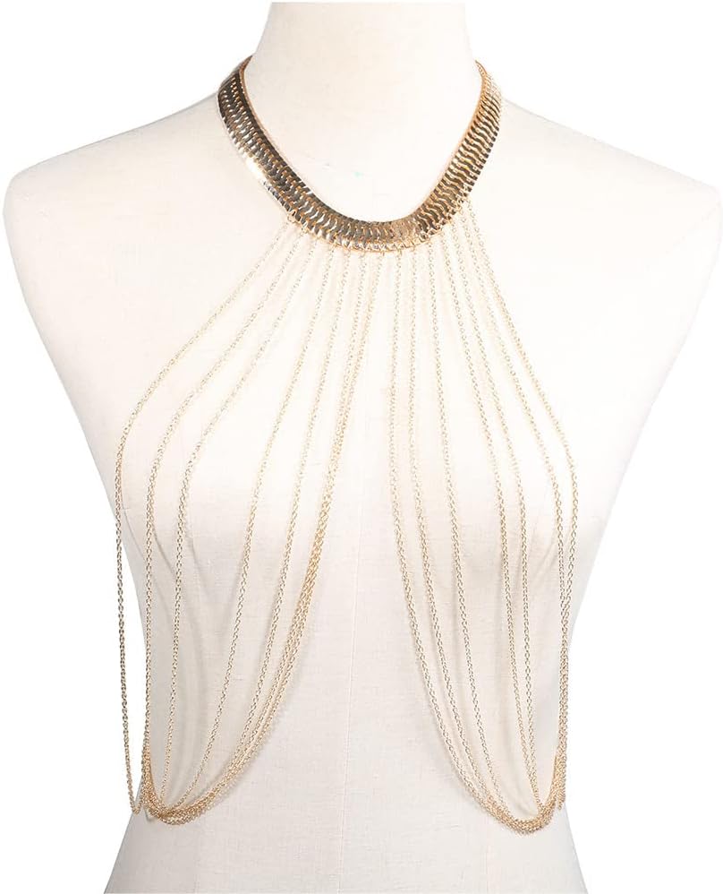 Body Chain Set Necklace Bra Waist Chain Summer Fashion Jewelry Suit for Beach Rhinestone Party Holidy,Accessories for Women