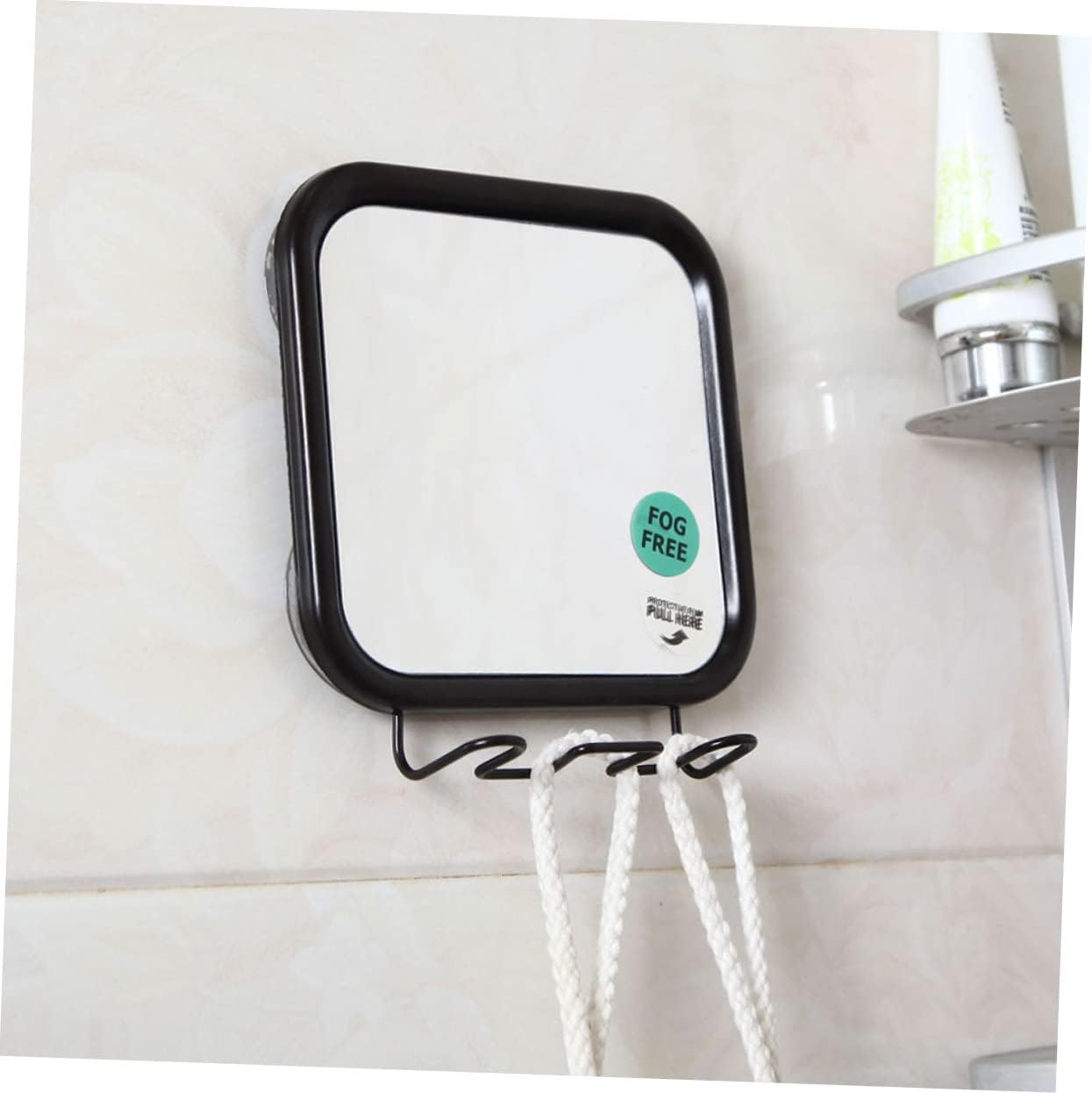 Makeup Mirror with Hook Shower Wall Mount Bathroom Wall-Mounted Mirror Accessories Travel Mirror Bathroom Shelves Paper Towel Dispenser Mirror Shower Soap Black Glass