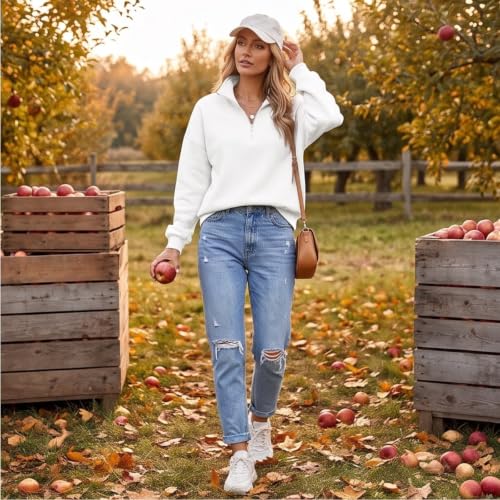 Half Zip Pullover Women Oversized Casual Fleece Lightweight Pullover Shirt - image 7