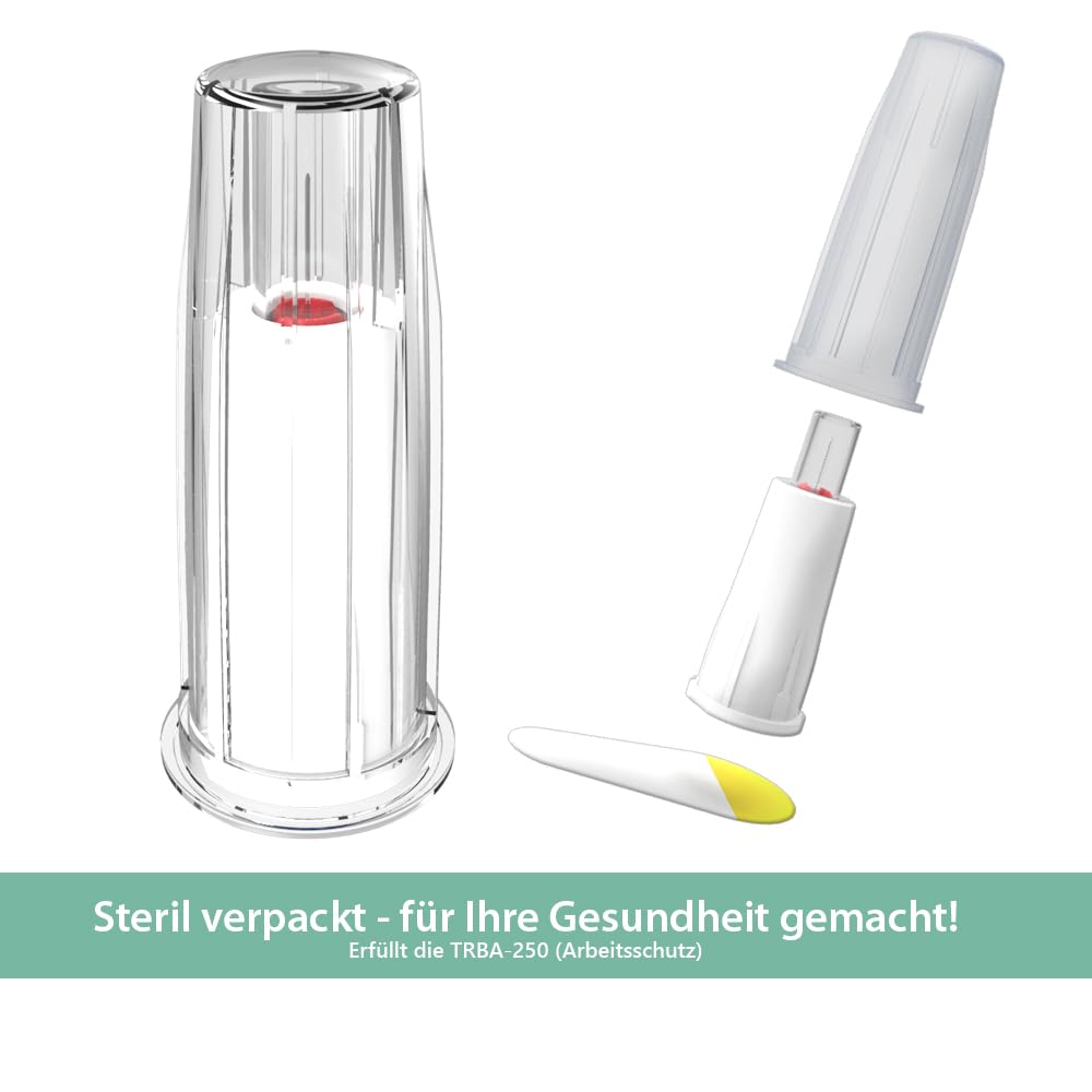 Sicherheits Pen Nadeln (8 mm) - Sterile Insulin Pen Kanülen mit Nadelschutz - Einweg Insulinnadeln - 100 Stück - 31 G - Passend für alle gängigen Insulin Pens - Sicherheit bei jeder Injektion
