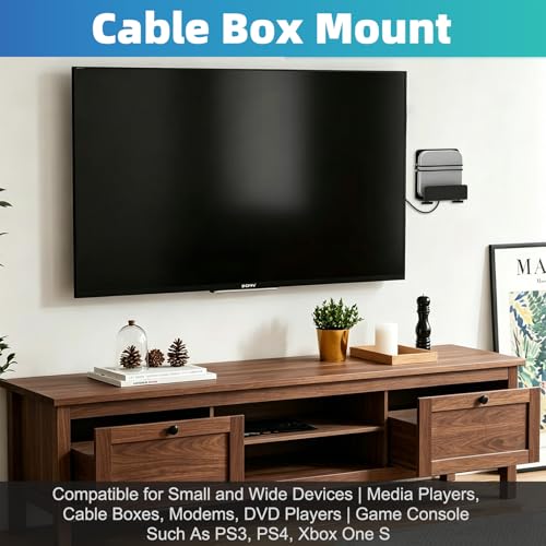 2 Pack Cable Box Mount, Modem Mount, Adjustable Wall Mount for Small and Wide Devices, Modems, DVD Players, Media Players, Cable Boxes