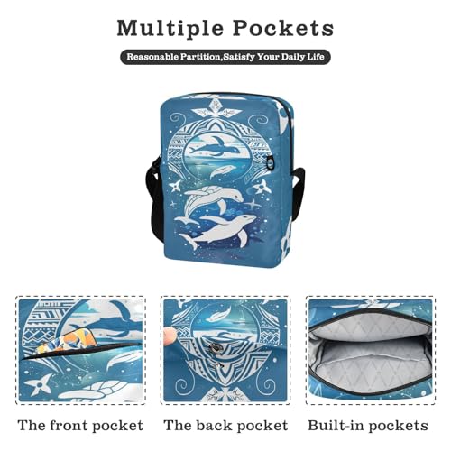Boho Dolphin Blue small messenger bag for men mens crossbody bag small Purse For Teens Adjustable Strap for Travel outdoor sports2