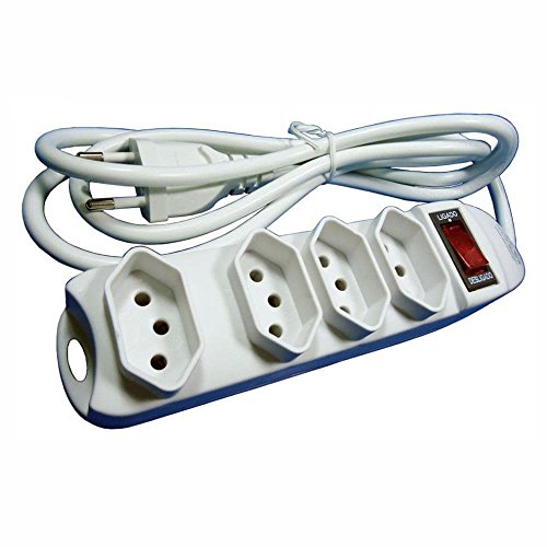 Extensão Elétrica - Filtro de Linha com Chave Disjuntora - 4 Tomadas - 2 Pinos + Terra - DNI 7414