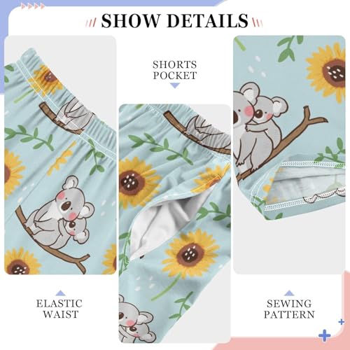 Koala Sunflower Boys Long Pants Soft Trousers Elastic Waist Kids Lounge Bottoms with Pockets S-XL4