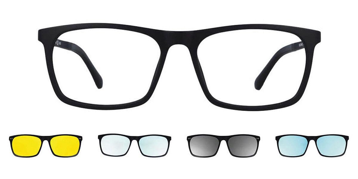 Occhiali da vista quadrati neri Namacpacan con clip U-0257 M22 56 moda unisex, nero, 56
