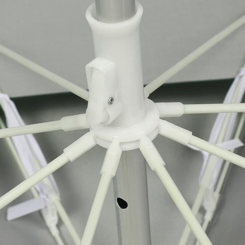 Ombrellone da spiaggia, antivento, portatile, con protezione UV, ancoraggio per la sabbia e palo in alluminio inclinabile, ideale per spiaggia, patio, giardino, pesca, verde, 2,4 m/7,9 piedi.