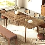 VASAGLE MAEZO Collection - Extendable Dining Table for 4/6/8, Kitchen Table with Tapered Legs, Curved Transitions, for Dining Room, Kitchen, Home Office, Honey Brown UKDT090K01V1