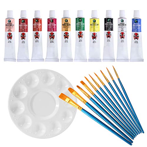 CCBeauty Professional Non-toxic Face Paint Oil 10 Colors Body Painting Oil Art Party Make Up With Brushes Set+ Plastic Palette
