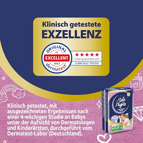 Babylino Safe Nights Girl, Höschen für die Nacht für Mädchen von 8-13 Jahren (30-48 kg), 14 Stück