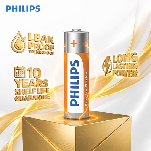Image of Philips R03L4B /94 AAA Extra Zinc Chloride Battery (Pack of 4) | 1.5V Long Lasting Power | Leak Resistant | 36 Months Shelf Life | Ideal for Remote, Clock, Toy, Mouse & Other Household Devices