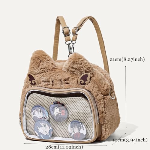 Image of Cute Cat Ita Bag Pin Display Backpack Kawaii Furry Ita Bag Crossbody Y2k Aesthetic Shoulder Purse(Pins NOT Included)