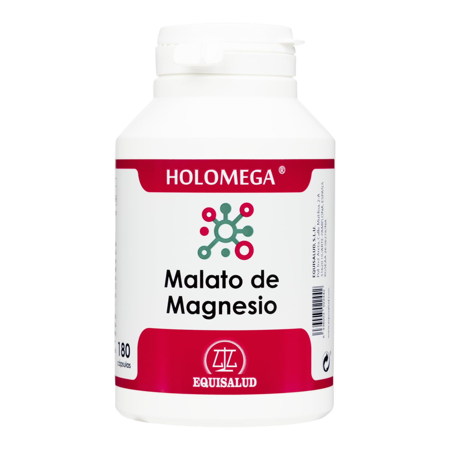 Equisalud - Holomega Malato de Magnesio 180 Cápsulas - Alta Biodisponiblidad, Favorece el Tránsito Intestinal y el Alivio de la Sensibilidad - Con Ácido Málico