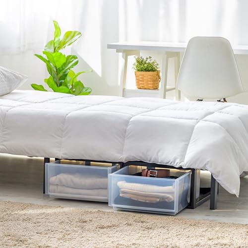 Image of IRIS USA 30 Qt. Plastic Drawer Storage Organizer Stacking Drawers, 2-Pack, Stackable Unit with Sliding Drawer for Clothes Bedroom Kitchen Under Sink Pantry Craft Room Bathroom Dorm Office, Black