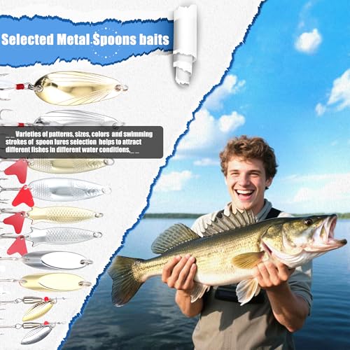 EXAURAFELIS Kit de Señuelos y Equipo para Pesca, Cebo Duro y Blando Mixto con Cucharillas de Metal para Bass, Trucha y Pik Freshwater y Saltwater miniatura 4