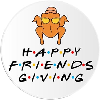 Happy Friendsgiving - 25 Pack Circle Stickers 3 Inch - Funny Joke Humor 90s TV Thanksgiving Dinner Party Turkey Sunglasses
