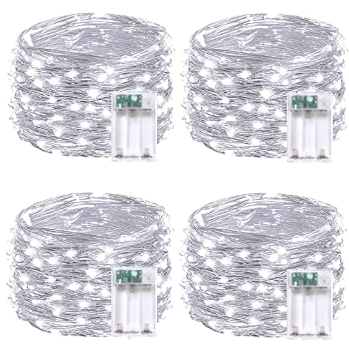 4 Pack Fairy Twinkle Lights Battery Operated, Each 20FT 60 LED Waterproof Outdoor Christmas String Lights, Silver Wire Fairy Lights with Timer for Christmas Wedding Patio Indoor&Outdoor(Cool White) 4 Pack Fairy Twinkle Lights Battery Operated, Each 20FT 60 LED Waterproof Outdoor Christmas String Lights, Silver Wire Fairy Lights with Timer for Christmas Wedding Patio Indoor&Outdoor(Cool White)