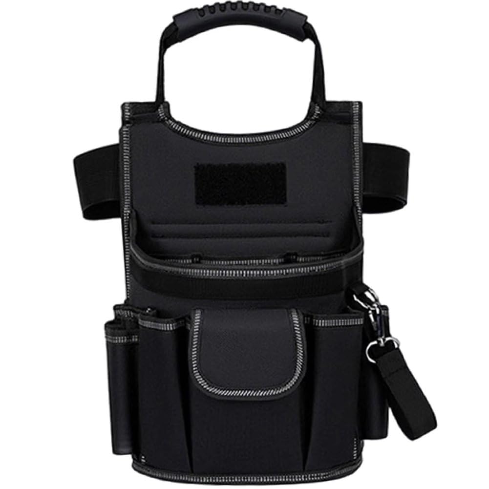 Sacoche porte-outils multipoches pour électricien et menuisier avec poignée ergonomique
