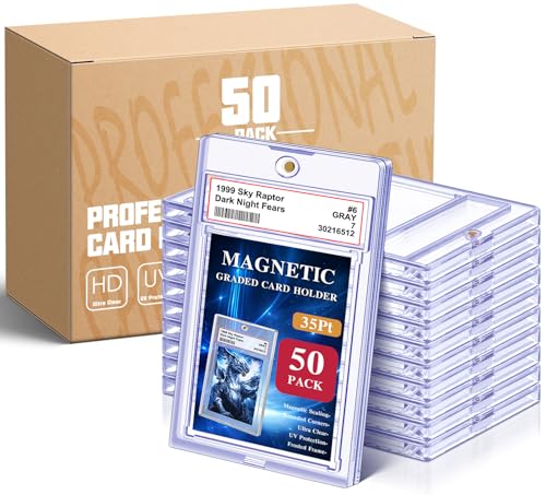 Magnetic Graded Card Slab for Trading Cards Acrylic One Touch Card Case Holder PSA Slab Protector with Label Position Fit for TCG MTG Baseball Cards Sports Cards Game Cards(50P)