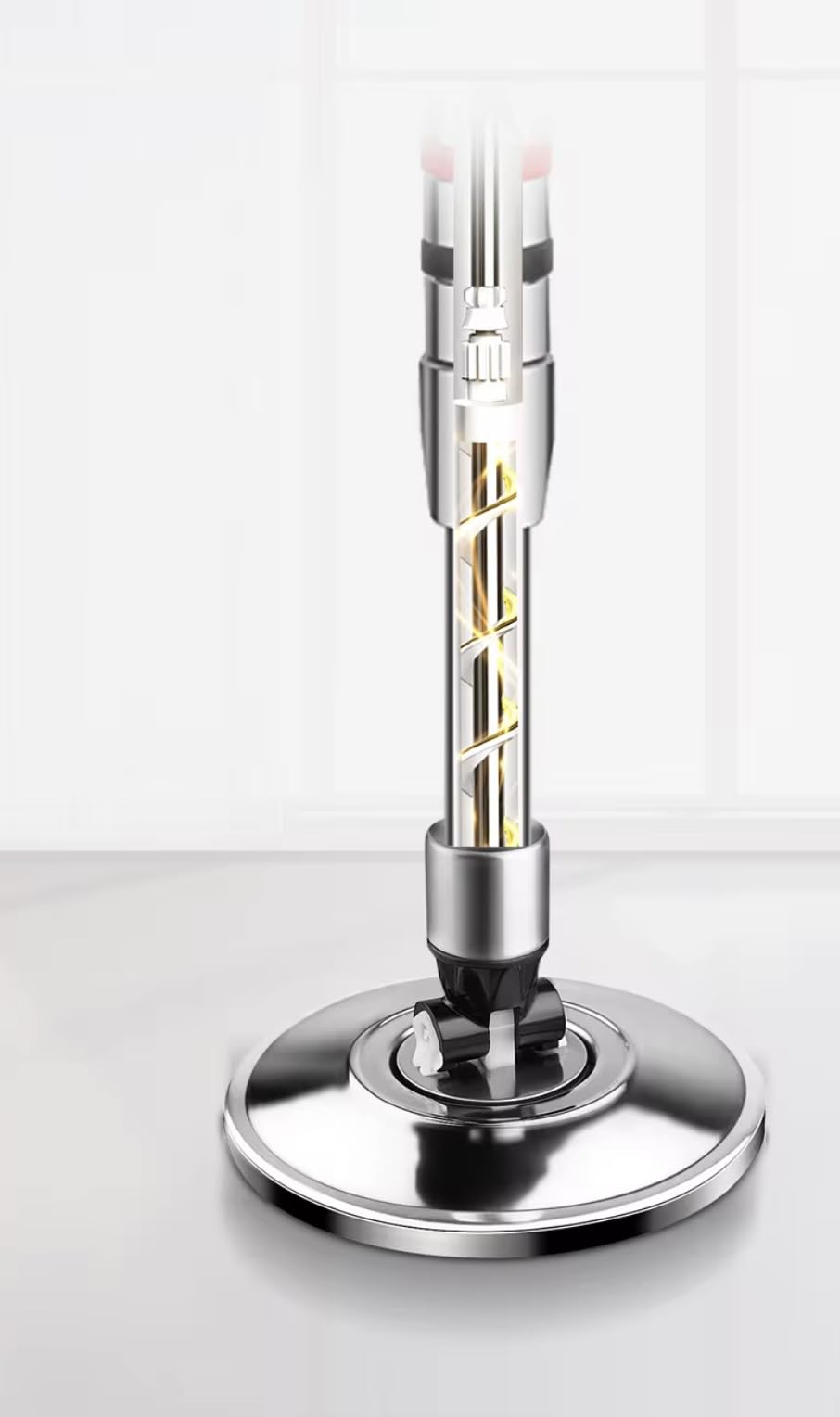 EDRAN Serpillère Seau Essoreur Mop INOX – Lavage Sol, Système d'essorage Manuel activé par Le Manche Serpillière Microfibre 100%