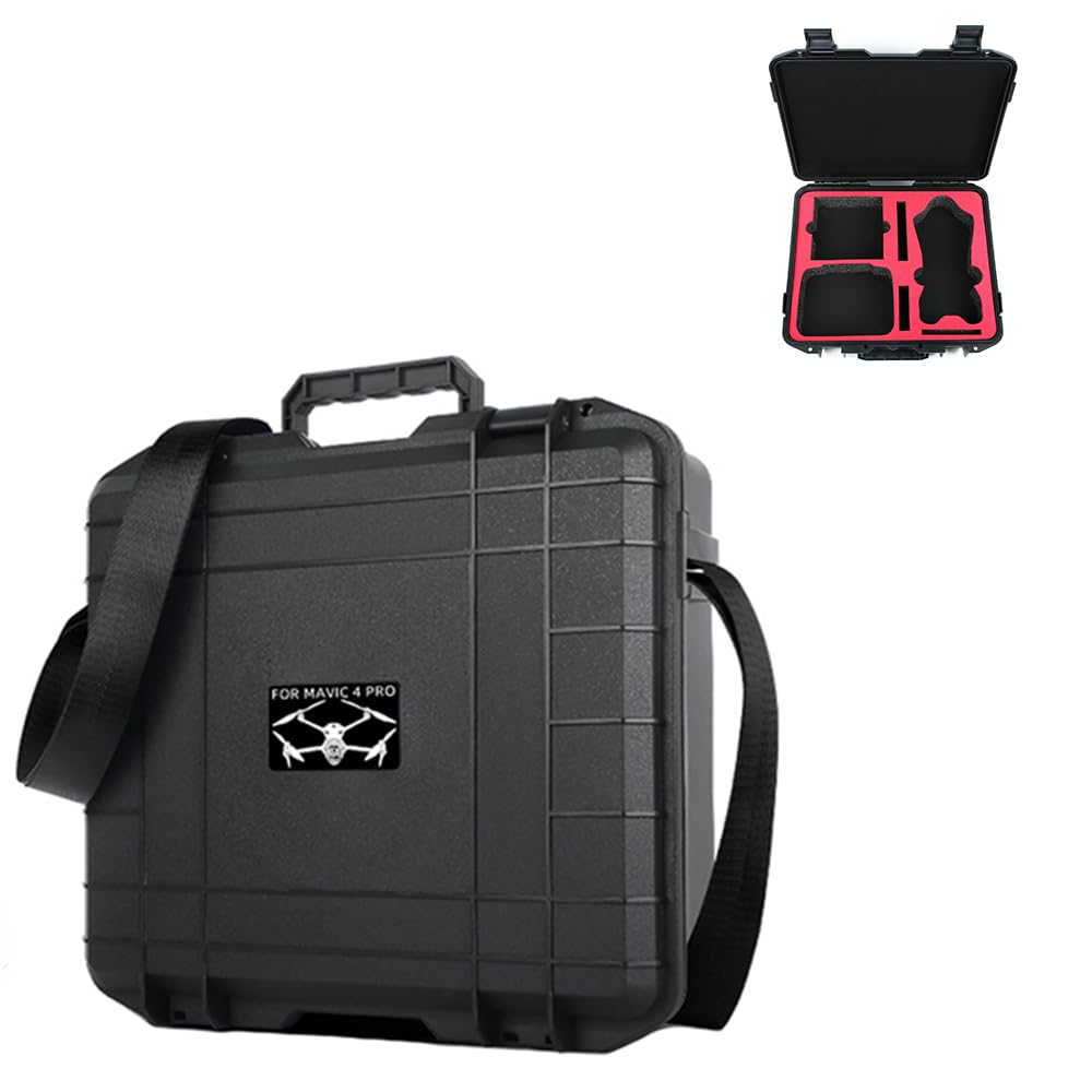 Custodia rigida impermeabile per DJI Mavic 4 Pro, custodia protettiva per telecomando DJI RC Pro 2, antiurto, da viaggio, con schiuma personalizzata e tracolla, Nero , Unisex