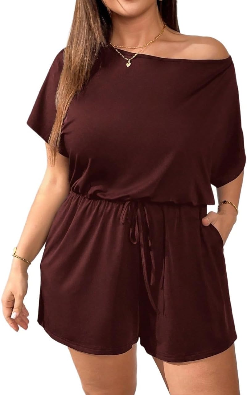 Rompers for Women Summer 2026 Plus Size Romper, Summer, Shorts, Cutie Off-The-Shoulder