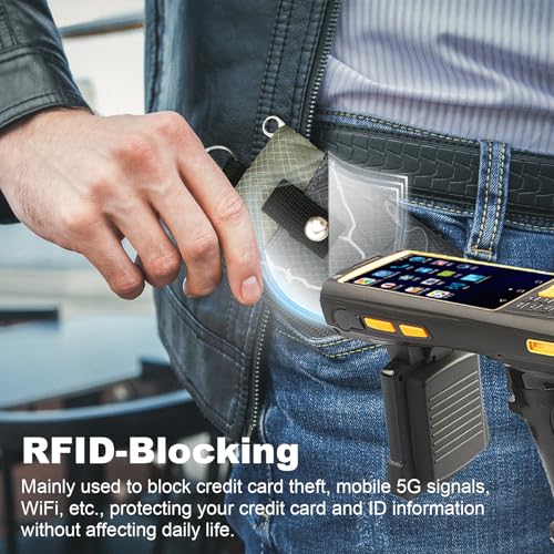 Image of Minimalist RFID Wallet with Lanyard, Multi-functional ID Case with 2 Zipper Pockets and Key Chain for Men and Women, Tactical Badge Pouch Cards Holder, Coin Purse for Travel Sports - Two-Tone
