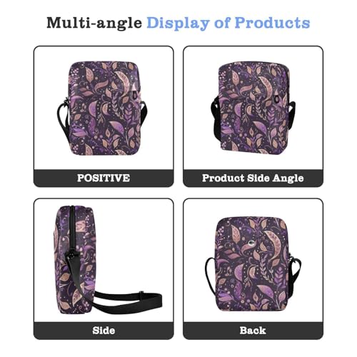 KLL Vintage Purple Paisley Leaves Pattern messenger bag cute Vegan Leather Shoulder Crossover Bag Shopping Shoulder Hand Bags4