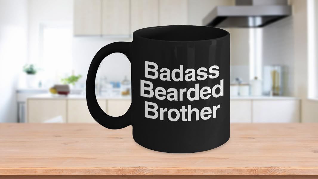 GIVEMEFIVER Bearded Brother Mug Black Coffee Cup Funny Gift for Him Brother Gift Printed Coffee and Tea Ceramic Mug- 320 ML Ceramic Coffee Mug 9057