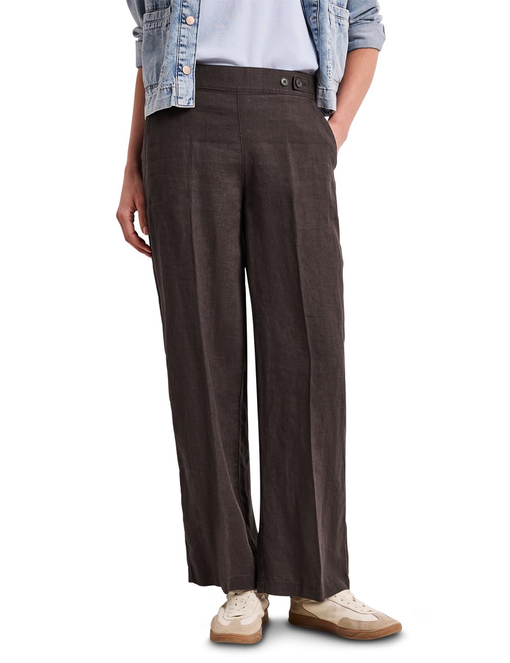 Street One 3716896 - Pantalones de Lino con Detalle de Botones Mujer