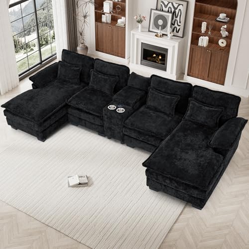 U Shaped Cloud Couch Sectional Sofa, 124