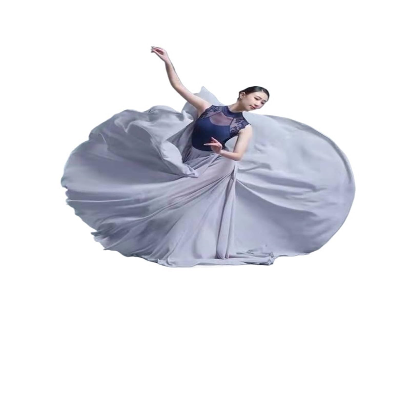 Falda Larga para Danza del Vientre, Disfraz de Danza clásica, Elegante Falda de Gasa para práctica de Danza del Vientre, 720 Grados, con Vuelo, para Ballet Moderno (Blanco, 540 x 8