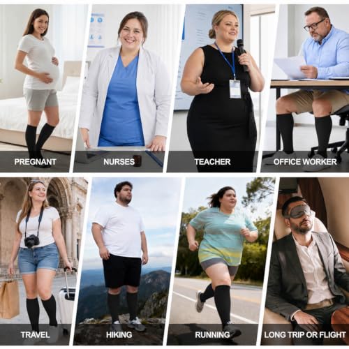 Image of Plus Size Compression Socks: Wide Calf for Women Men 20-30 mmHg