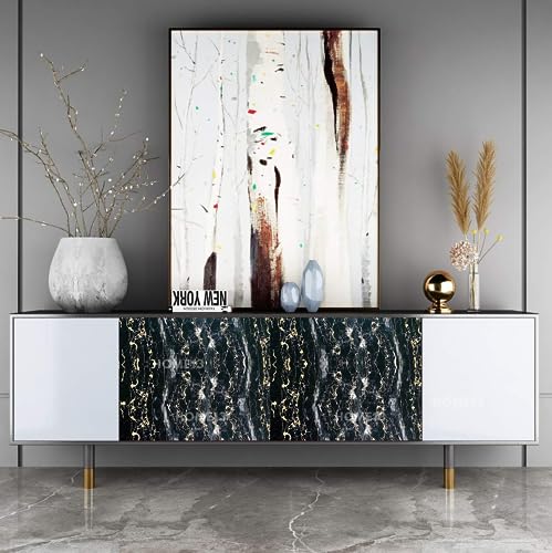 Image of HOME13 Marble Wallpaper Peel & Stick Contact Paper Self Adhesive Decorative Removable Waterproof Wallpaper for Kitchen Cabinet and Furniture Countertops (24 X 144 INCH, Black Fiber Matte)