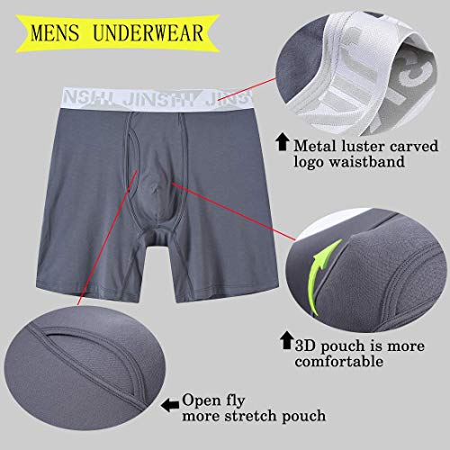 JINSHI 4 Pack Men's Underwear Boxer Briefs Ball Pouch Soft Bamboo Viscose Ultra Breathable Underpants Open Fly2